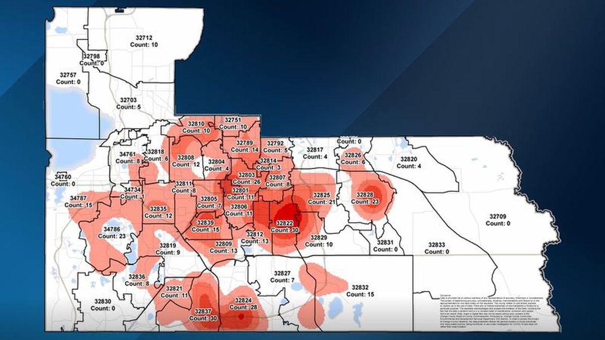 orange county florida map Orange County Drive Thru Testing Reaches Capacity In 7 Minutes Map Shows Latest Clusters Of Cases orange county florida map