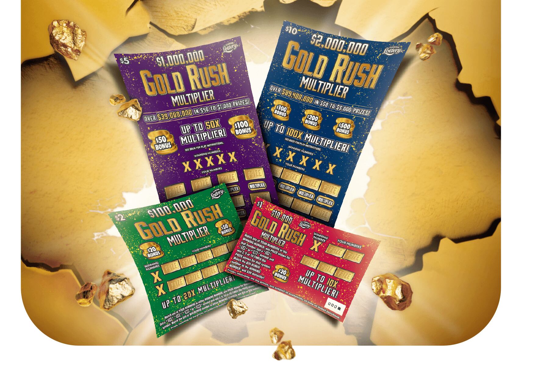 Florida Lottery Newest Family Scratch-off Games GOLD RUSH