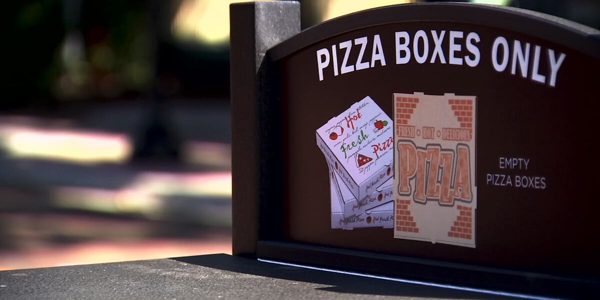Pizza pilot program Orlando installs trash bins that pizza